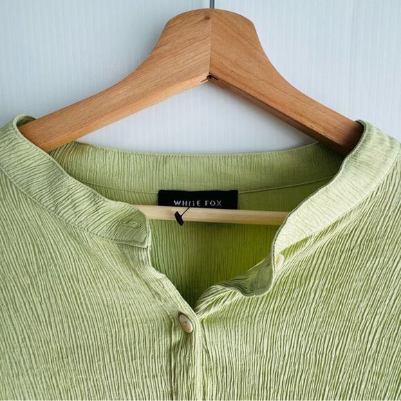 White Fox green long sleeve top size M/L button down - Picture 5 of 6